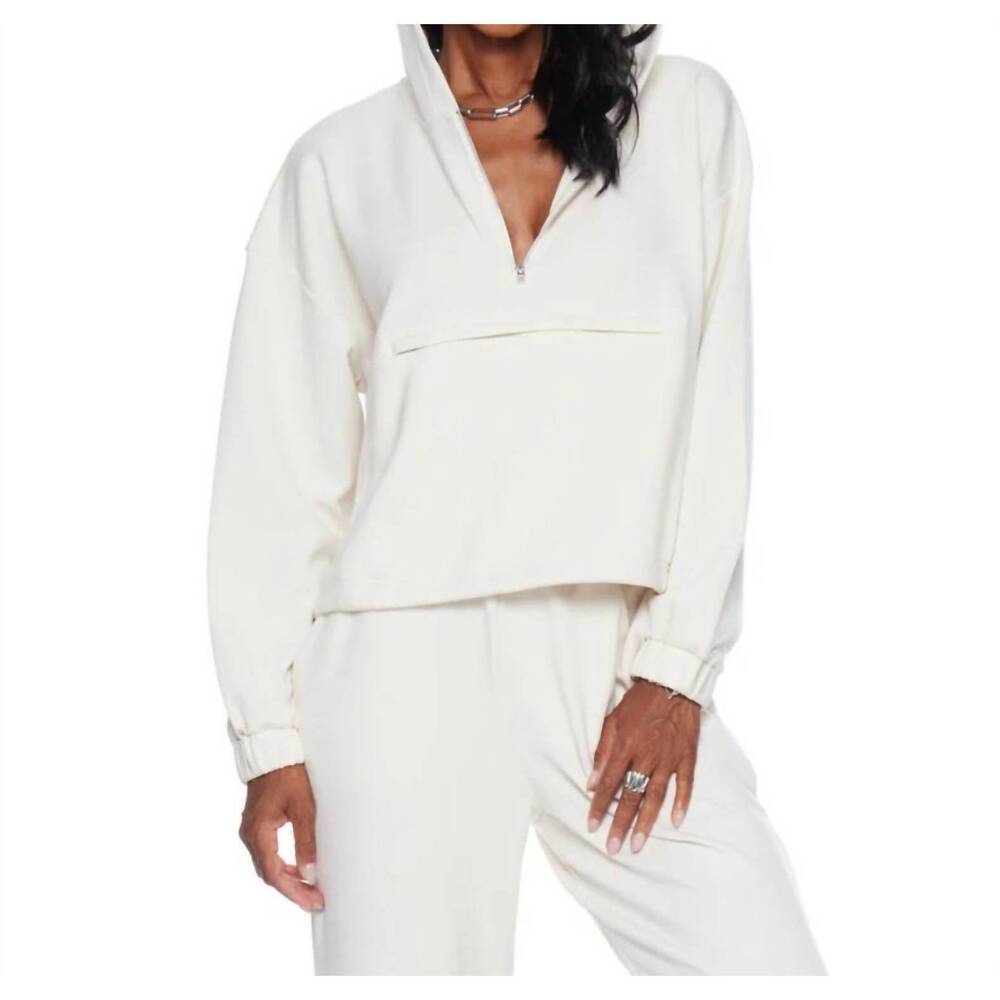 NEW WITHBLACK slalba hooded zip sweatshirt in cream
